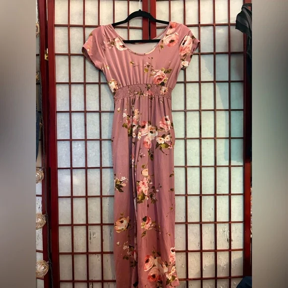 Chenault Girl Pink Floral Jumpsuit - Picture 2 of 4